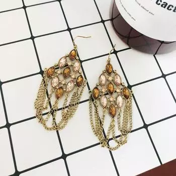 C74 Fashion Retro Ornament Fairy Temperamental All-Matching Tassel Best Selling Earrings Stylish Design Charm Earrings Earrings Ginger yellow
