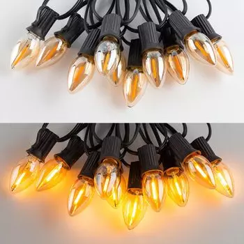 C7 Рождественская гирлянда для улицы, водонепроницаемая, теплая белая светодиодная гирлянда, подключаемая, уличная беседка, гирлянда, фонари, зонтик 7.6M 10 Sockets&US PLUG