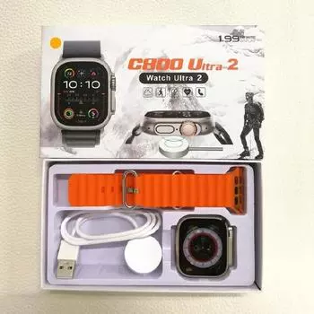 C800 ULTRA 2 Смарт-часы Bluetooth Вызов Siri Погода Беспроводная зарядка Артериальное давление Кислород Фитнес Смарт-часы VS T800 Ultra серебряный