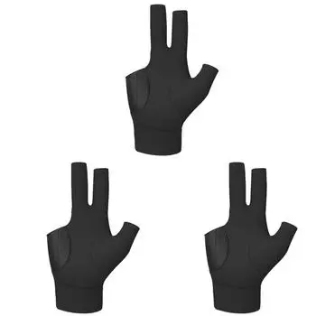 C# 3 Fingers Pool Gloves Breathable Billiard Gloves Right Hand (Black Right)