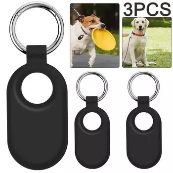 C# 3Pcs силиконовый чехол чехол с брелком для Galaxy SmartTag2 (черный