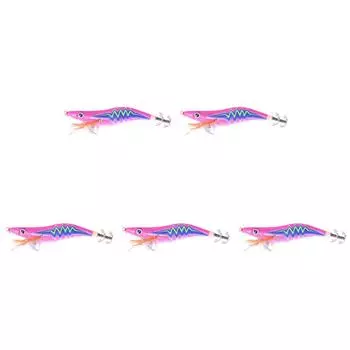 C# 5 шт. крючки для ловли кальмаров деревянные креветки кальмары приманки рыболовные приманки для рыбалки (Стиль