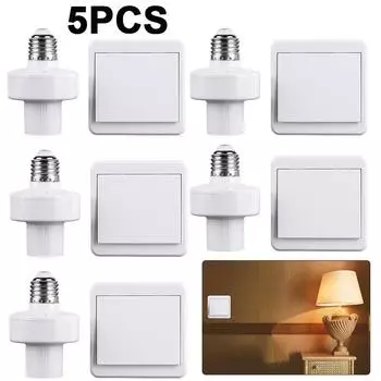 C# 5Pcs E27 Wireless Light Lamp Holder ON/Off Base Switch Socket for LED Bulbs (