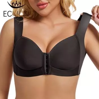 C/D чашка гладкий тонкий большой размер бюстгальтер спереди пряжка сексуальный собранный без стального кольца регулируемый женское нижнее белье 38/85CD чёрный