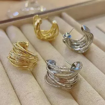 C-образные металлические серьги-обмотки для женщин - Luxury Niche Fashion A2060 золотой