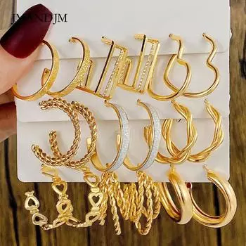 C-образные металлические текстурированные серьги высокого класса с индивидуальным дизайном, ретро серьги-закрутки, комплект из 6 серег alloy