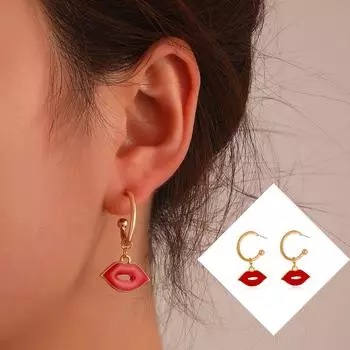 C-образные сексуальные красные серьги для губ ювелирные изделия подарки женские аксессуары One Size