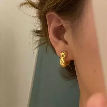 C-образные женские серьги-гвоздики, серьги-кольца, металлические серьги-цветы, серьги-кольца в виде цветка, корейские серьги-гвоздики серебряный