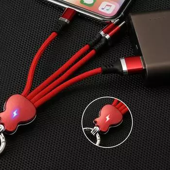 C Retractable 8 Pin Data Cable Micro USB Data Cord Charging Cable Fast Charger Wire 3 in1 USB Cable