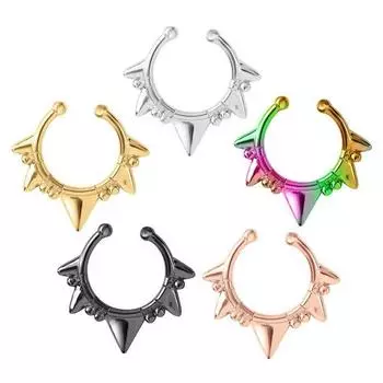 C-shape C-Bar False Nose Nail Metal Body Non Piercing Jewelry Trendy Nose Rings Clip Party чёрный