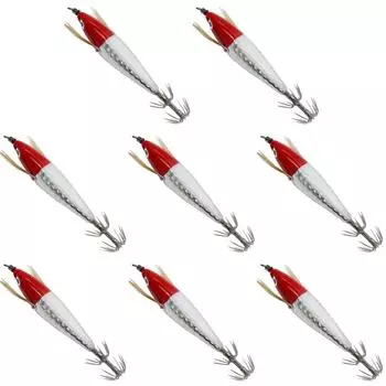 C# Светящаяся рыболовная приманка Осьминог Рыболовная приманка Крючок для кальмара (Красная голова-серебряное тело)