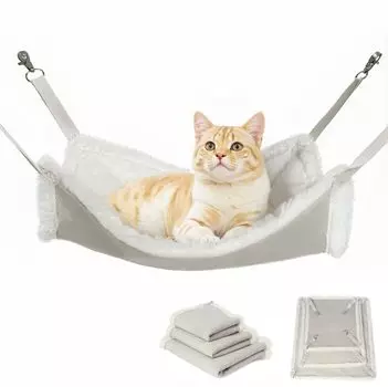 CaanDyy Cat Hammock Plain Bed Gauge Fluffy Summer Winter Dual Use Nap Pet Cat Bed Cat Hammock White S Size белый