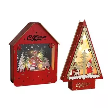 Cabin LED Light Up Miniature Village House Christmas Decoration Colorful Tabletop Holiday Accent Home Desk Ornament