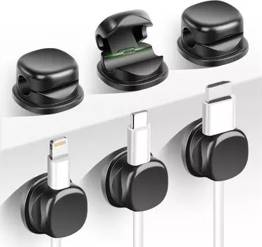 Cable Clips Adhesive Spring Cable Holder Clips Cord Organizer Phone Charger Cord Holder for Home and Office 3-pack чёрный