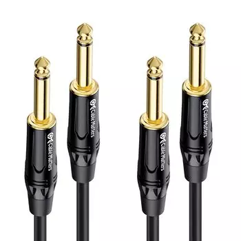 Cable Matters набор из 2 гитарных кабелей гитарный экранированный моно штекер музыкальный инструментальный кабель TS прямой штекер 1,8 м, 6,35 мм чёрный