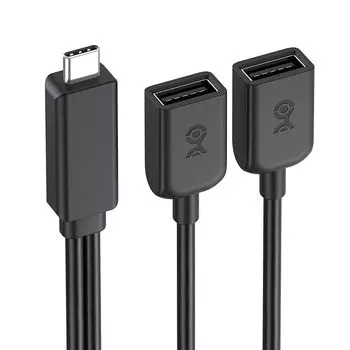 Cable Matters USB-C male - двойной разветвитель USB-A female длиной 30 см, разветвитель USB-C Y, концентратор USB-C USB 2.0, скорость передачи данных 480 Мбит/с, зарядка BC 1.2