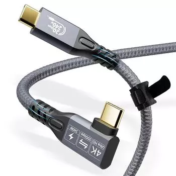 CabledeConn USB C 3.2 Gen-2 240 Вт удлинительный кабель с изгибом, передача данных 20 Гбит/с 48 В/5 А, кабель для зарядки типа C, видеовыход 4 K — Thunderbolt 3