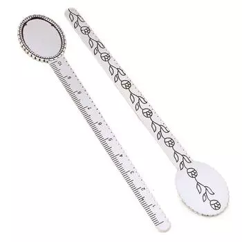 Cabochon Base Ruler Book Cilp Ruler Bronze Bookmark DIY Antique Bookmark Stationery G