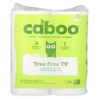 Caboo, туалетная бумага из бамбука, 4 двойных рулона