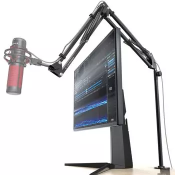 CACENCAN M02 Микрофонный микрофонный кронштейн Настольный кронштейн для стола Улучшенный, более длинный и высокий Регулируемый угол и для конденсатора Для преобразования активной проводки