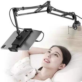 CACENCAN S01 Подставка для планшета, кронштейн для планшета в кровать во время сна, подставка для смартфона, совместимая с дюймами для iPad Kindle Android Surface iPhone чёрный