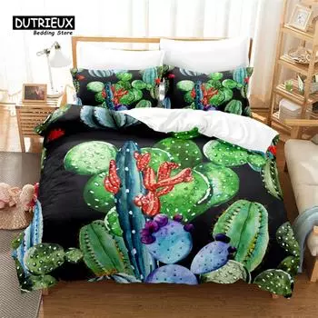 Cactus and Woods Duvet Cover Set, Fashion Bedding Set, Soft Comfortable Breathable Duvet Cover, For Bedroom Guest Room Decor EU single(135x200cm)