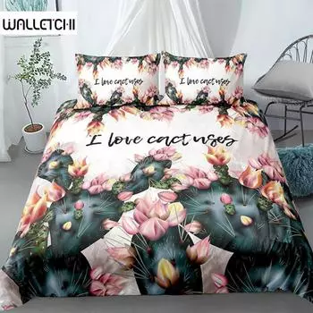 Cactus Duvet Cover Set Exotic Plant Prickly Pear Succulents Bedding Set Kids Teens I Love Cactus King Size Polyester Quilt Cover EU single(135x200cm)