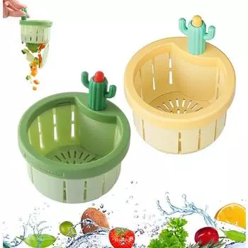 Cactus Kitchen Sink Drain Strainer Cactus Sink Strainer Press Automatic Dumping Basket Multi-Functional Home Accessories