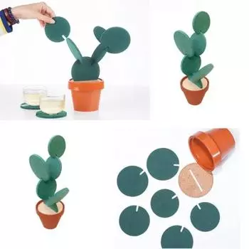 Cactus Non-slip Creative Coaster Insulated Tea Mat DIY Home Tableware Coffee Cup Holder Coaster Flower Cactus Shaped Cup Holder