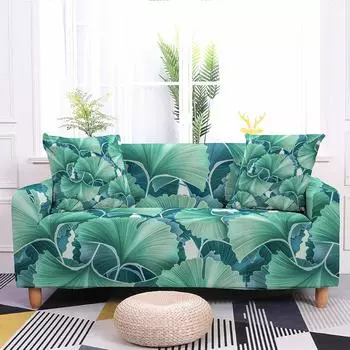 Cactus Sofa Cover for Living Room Elastic Flowers Leaves Sofa Slipcover Polyester Anti-dust Stretch Couch Cover Chair Protector 90x140cm