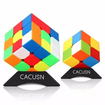 CACUSN 3D гладкий конкурс мирового стандарта цвета с набором 2 x 3 x головоломки, вращение, без наклеек, куб, схема, подставка, (2 2, 3)