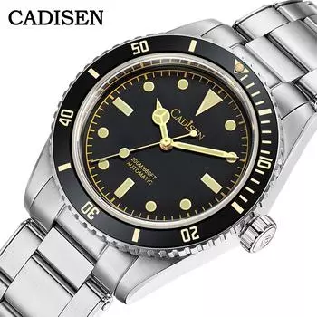 CADISEN 8206 Новые роскошные мужские часы с коробкой 200 м, водонепроницаемые автоматические мужские механические часы