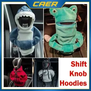 CAER Car Hoodie Handle Cute Shark Frog Bat Cover Short Plush Gear Switch Knob Lever Hoodie Handle Car Interior Accessories красный