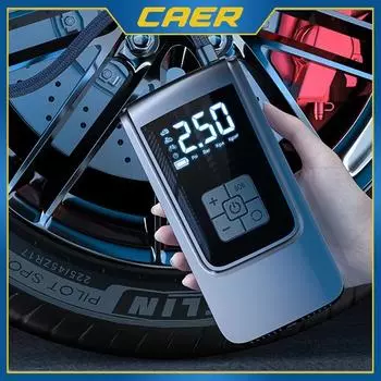CAER Smart Air Compressor LED Light 12V Digital Car Tire Inflator 150PSI 6000mAh Portable Wireless Шинный воздушный насос для мотоцикла Battery Powered