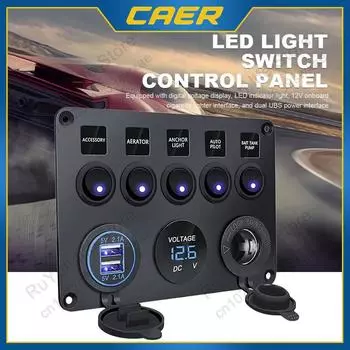 CAER светодиодное автомобильное зарядное устройство 12 В панель переключателей розетка 4,2 А двойной USB цифровой вольтметр переключатель комбинированный для лодок грузовиков автомобилей кемперов