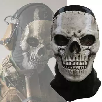 Cafele Горячая игра Call of Duty латексная маска ужасов призраки череп капюшон головной убор шлем косплей костюм для взрослых унисекс Хэллоуин