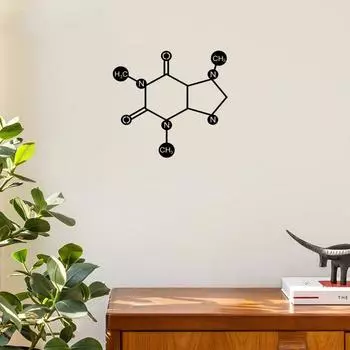 Молекула кофеина, металлическое настенное искусство — винтажное украшение в виде большой молекулы для дома, гостиной и стильного настенного декора Medium