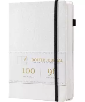 CAGIE Notebook A5 Notebook Stylish Diary 192 Dot Pages Hardcover Classic Notebook with Pen Holder Cute Business 100gsm Paper Adults Girls Travel Diary