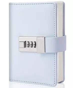 CAGIE Закрытый стильный запирающийся горизонтальный подарочный PU-бокс с паролем и синим блокнотом, ежедневник, блокнот, в линейку, кожа, в комплекте, блокнот, A7, с замком,