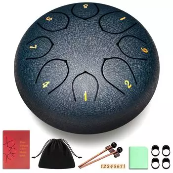 CAHAYA CAHAYA щелевой барабан 6 дюймов 8 звуков Lake Blue снятие стресса стальной язычковый барабан ноты стальной хэндпан барабан ударный инструмент нотная книга