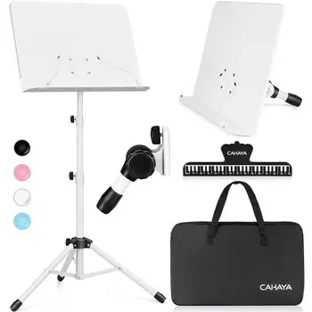 CAHAYA Music Stand Tabletop Folding Number Two Functions Musical Clip Included Storage Bag Included Reading Stand Writing Stand Spectrum Stand Musical