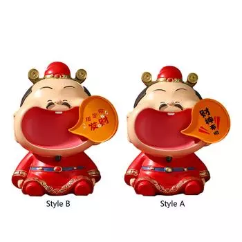 Cai Shen Feng Shui Figure Chinese God of Wealth Statue God of Fortune Figurine for Shop Living Room Fireplace Office Cabinet