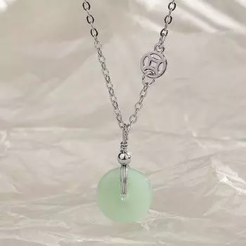Цай Бренд Медная Монета Ключичная Цепочка Нежная Фея Хотан Нефритовая Пряжка Ожерелье Подарок Для Пожилой Подруги Copper
