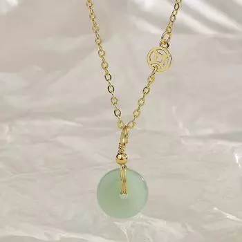 Цай Бренд Медная Монета Ключичная Цепочка Нежная Фея Хотан Нефритовая Пряжка Ожерелье Подарок Для Пожилой Подруги Copper