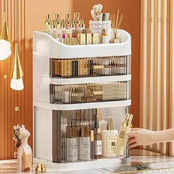 Caja de almacenamiento de cosmticos de gran capacidad, cajn organizador de maquillaje, joyera, esmalte de uas, contenedor de