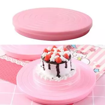 Cake Decorating Turntable DIY Cake Rotary Table Mini Plastic Fondant Cake Turntable Cake Decorating Supplies розовый