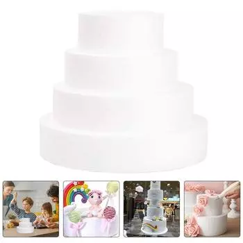 Cake Dummies Styrofoamfake Rounds Reusable Wedding Round Tool Rotating Stand Birthday Diy Decorating Model Polystyrene белый
