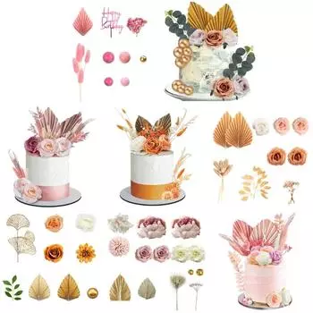 Торт Лист Искусственный Цветок Роза Украшение Торта для Дня Рождения Свадьбы Baby Shower Тематическая Вечеринка Поставка