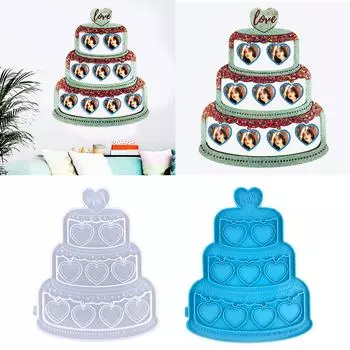 Cake Love Photo Frame Drop Glue Mold Diy Christmas Decor Cake Love Photo Frame Подвеска Настольное украшение Силиконовая форма синий
