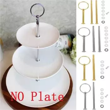 Cake Plate stand Fitting Hardware Rod Zinc alloy Fruit Cupcakes Tray Shelf Silver 2 Layers